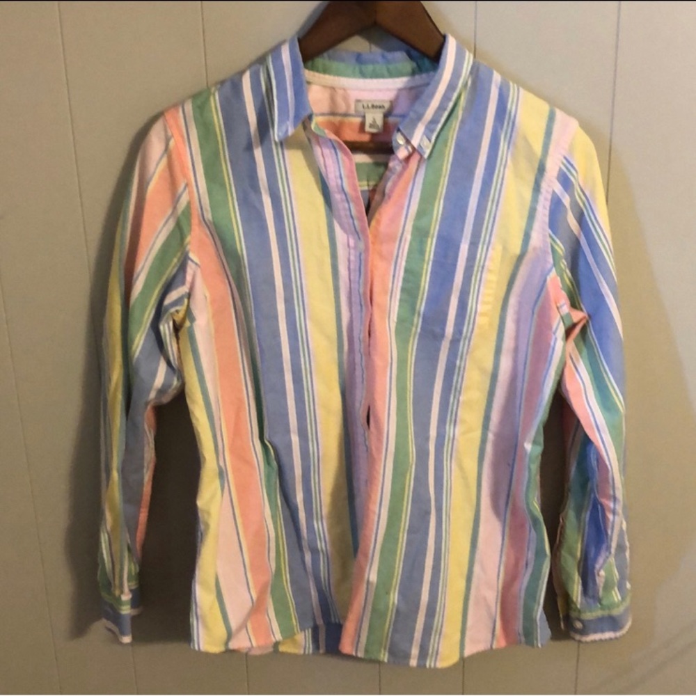 LL Bean Striped Button- down
